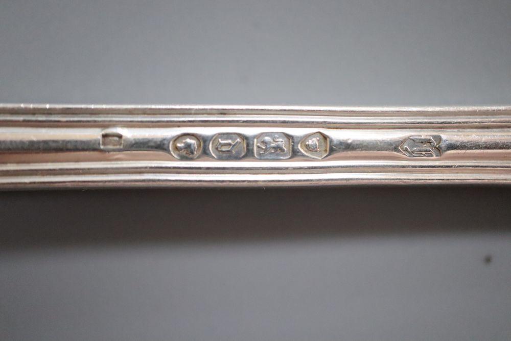Fourteen assorted 19ct century silver fiddle, thread an shell pattern teaspoons, various dates and makers and two other spoons